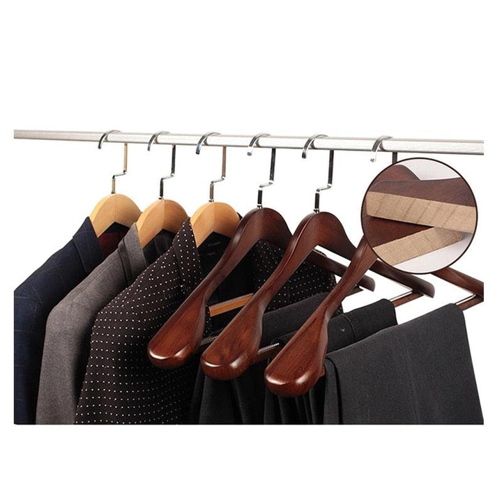 Lisslune | Elegant Botanica Lotus Wood Suit Hanger Collection with Wide Shoulders and Non-Slip Rod