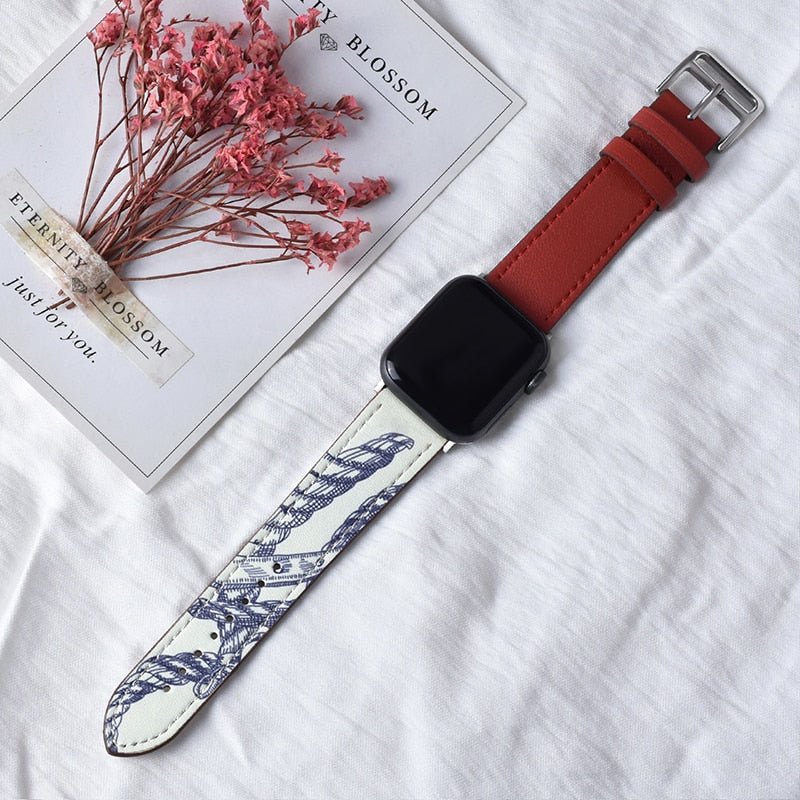 Lisslune | Leather strap for Apple Watch 42mm 38mm Series 3 4 5 6 SE 7 41MM 45MM