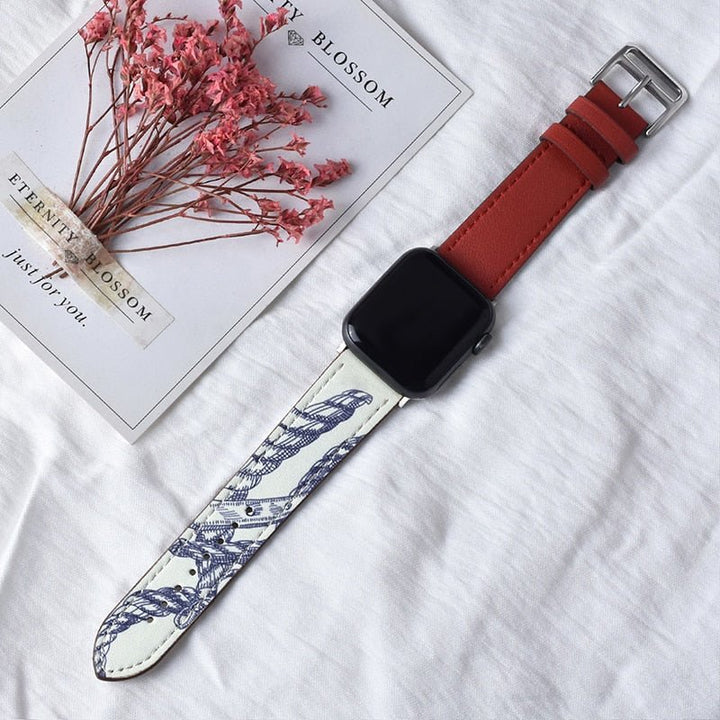Lisslune | Leather strap for Apple Watch 42mm 38mm Series 3 4 5 6 SE 7 41MM 45MM