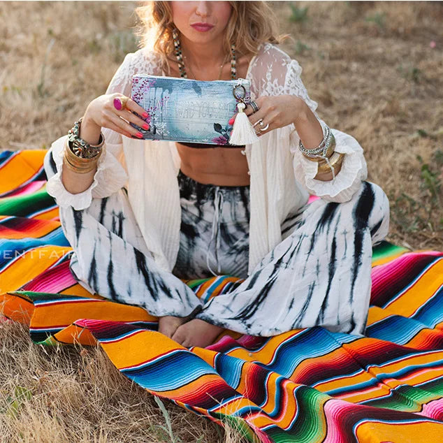 Lisslune | Boho Vibrant Mexican Serape Blanket