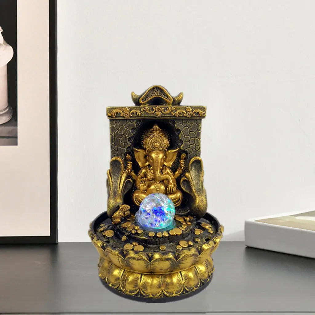 Lisslune | Stunning Ganesha Statue with LED Inner Water Source