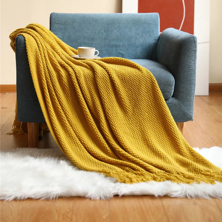 Rynx | Textile City Winter Hotel Decor Sofa Cover Acrylic Knitted Tassels Thickened Soft Warm Throw Blanket for Fireplace