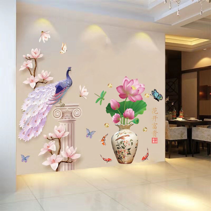 Lisslune | 3D Peacock Flower Style Wall Sticker