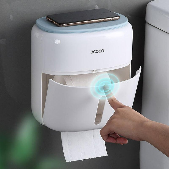 Lisslune | Bathroom organizer with phone holder and quick-change toilet paper function