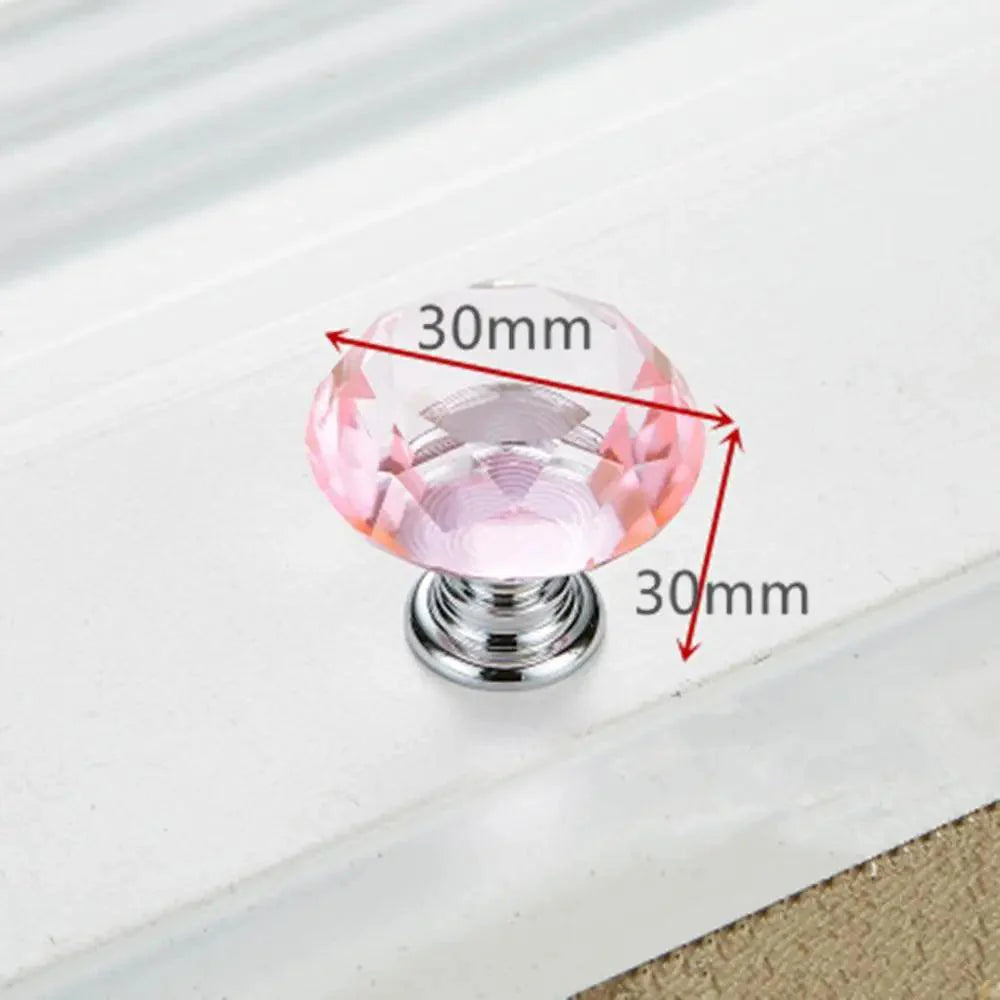 Lisslune | Elegant 30mm Diamond Crystal Glass Cabinet and Drawer Handles for a Glamorous Touch