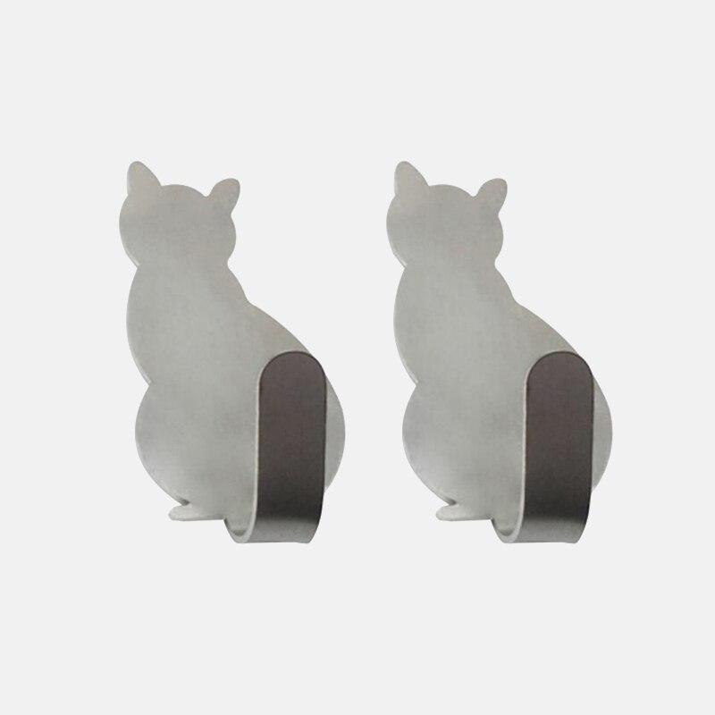 Lisslune | 2 self-adhesive cat wall hooks made of stainless steel
