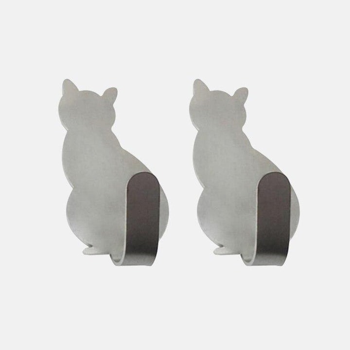 Lisslune | 2 self-adhesive cat wall hooks made of stainless steel