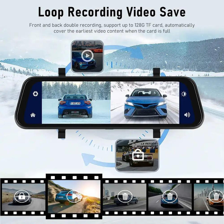 Lisslune | VisionMirror Pro – Ultra HD Mirror Dash Cam with Wireless CarPlay & Android Auto