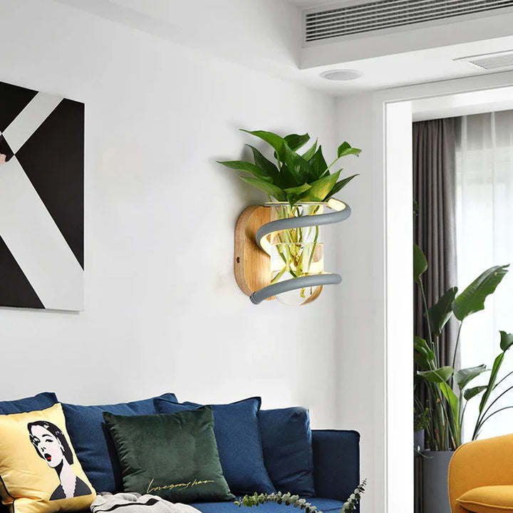 Lisslune | Nordic Unique Wooden Outdoor Wall Vase Lamp