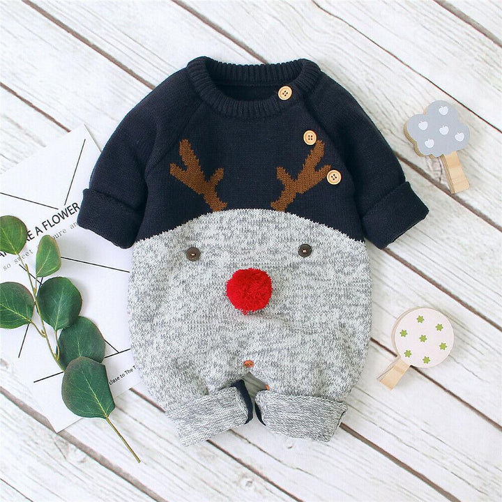 Lisslune | Warm Christmas Reindeer Knit Overall