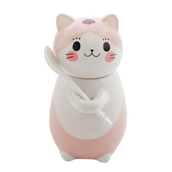 Lisslune | Lucky Cat Ceramic Coffee Mug with Spoon