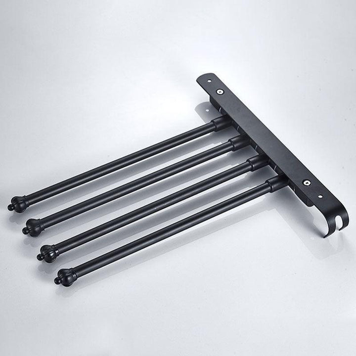 Lisslune | DOOKOLE Contemporary Stainless Steel Rotating Towel Stand with Hooks for Enhanced Bathroom Organization