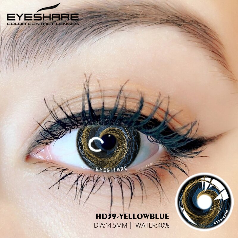 Rynx Cosplay HD39 Yellow Blue 14.5mm 1 Pair | 1 Year
