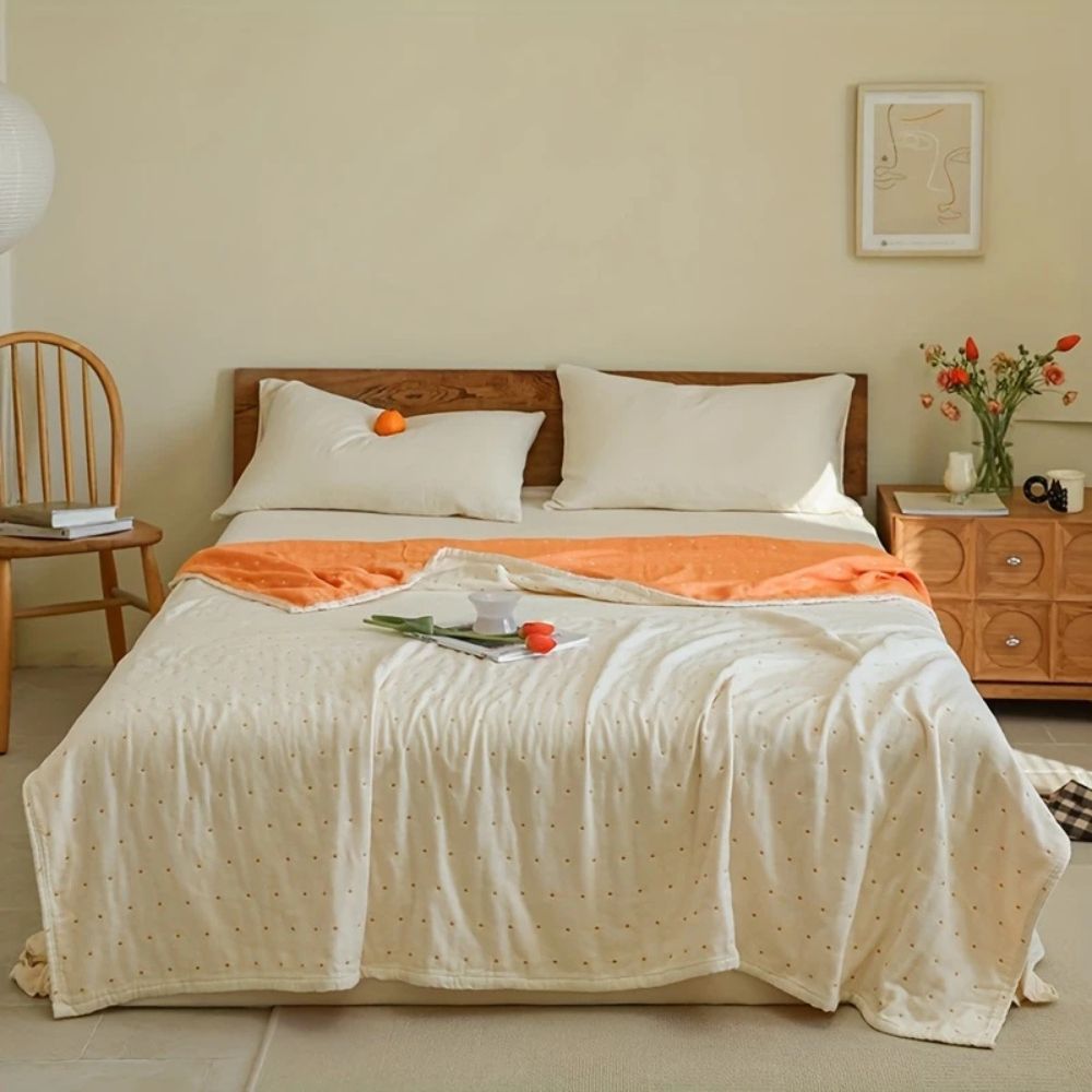 Lisslune | Heart Stitched Double-Spliced Cotton Gauze Blanket