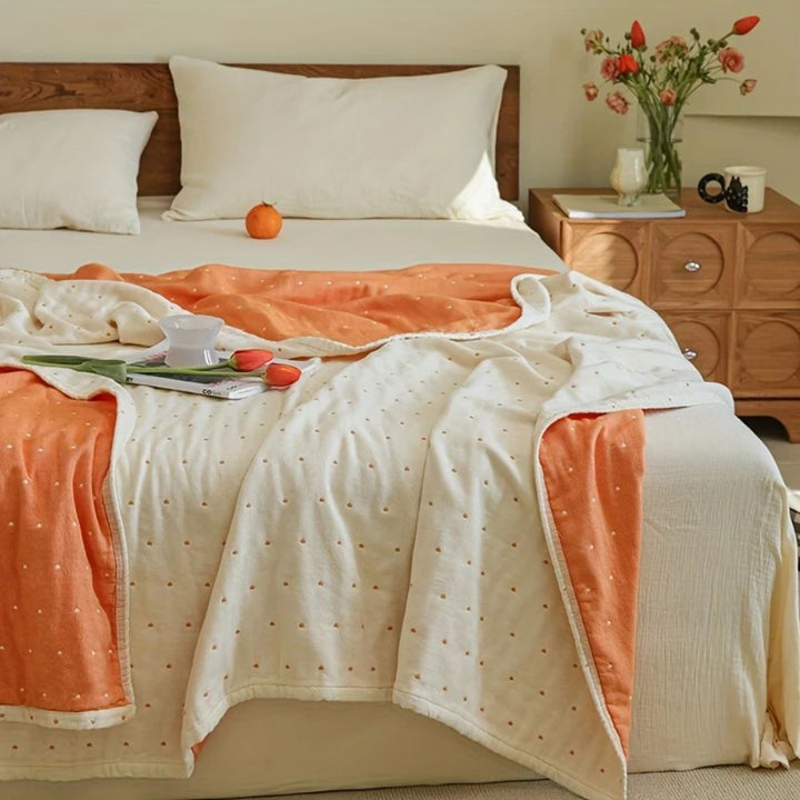 Lisslune | Heart Stitched Double-Spliced Cotton Gauze Blanket