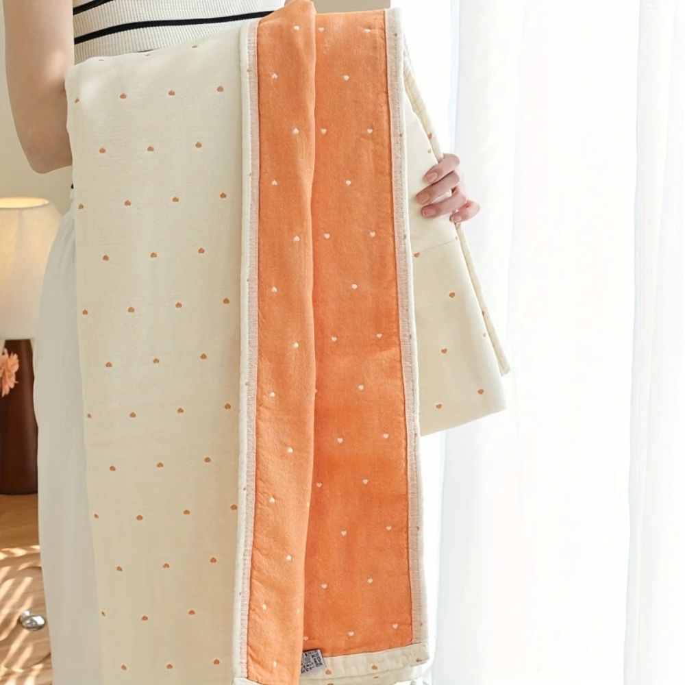 Lisslune | Heart Stitched Double-Spliced Cotton Gauze Blanket