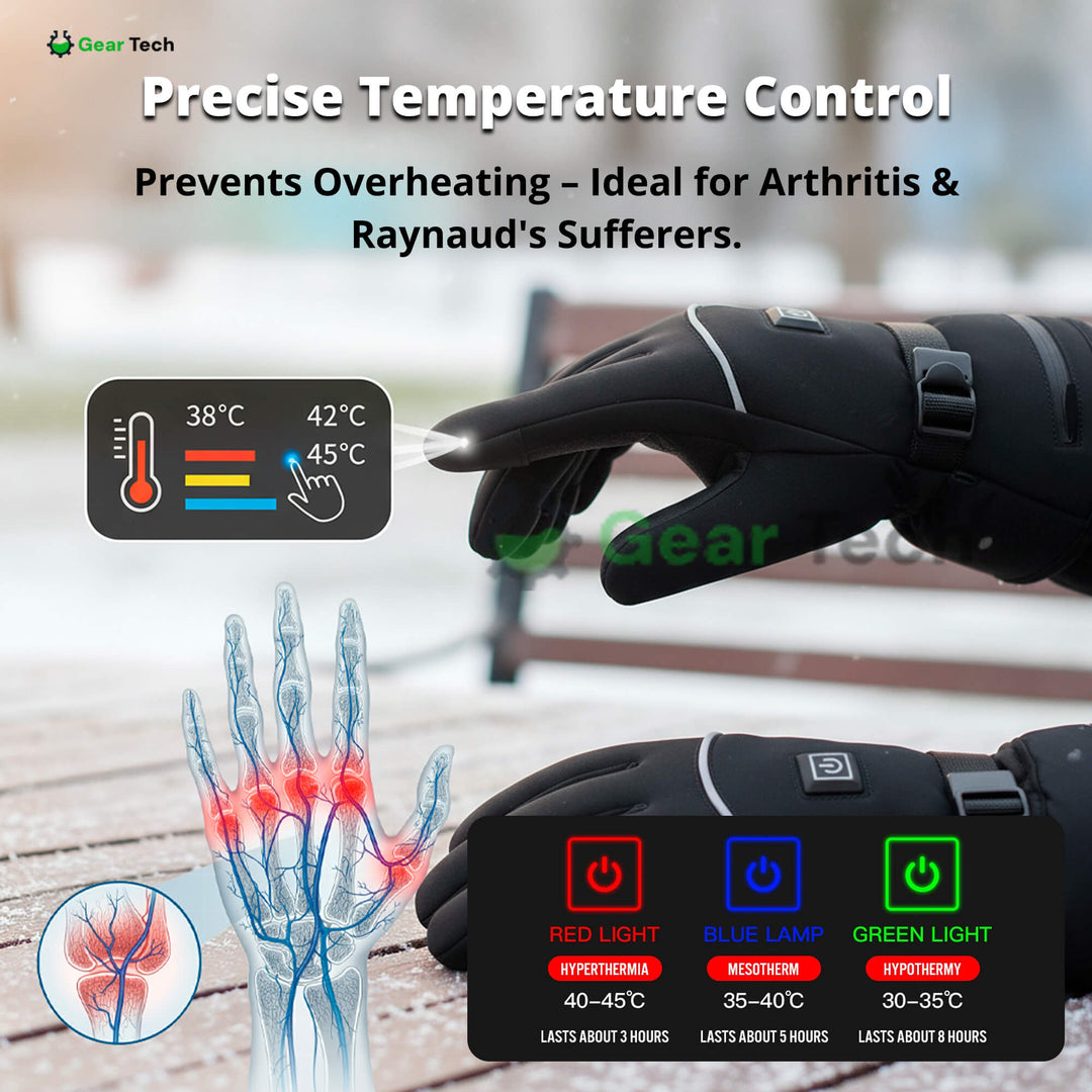 Lisslune | Heated Gloves for Raynaud’s & Arthritis UK – Rechargeable Waterproof Thermal Gloves with 3 Heat Levels for Pain Relief
