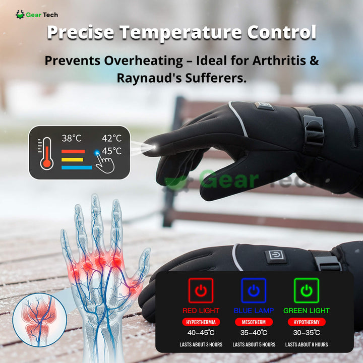 Lisslune | Heated Gloves for Raynaud’s & Arthritis UK – Rechargeable Waterproof Thermal Gloves with 3 Heat Levels for Pain Relief