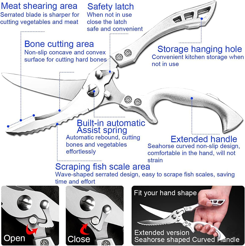 Lisslune | Heavy Duty Stainless Steel Bone-Cut Scissors