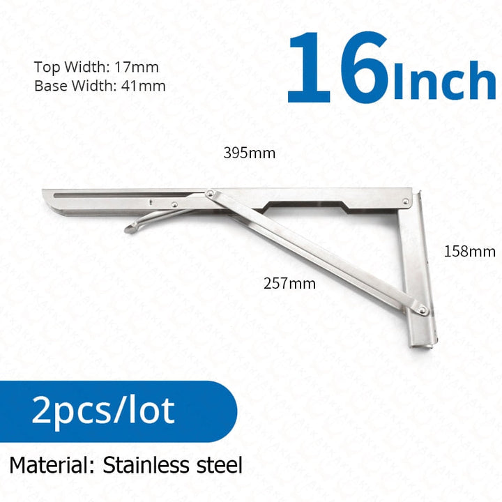 Lisslune | 2-piece set collapsible shelf brackets, heavy-duty, made of stainless steel for tables, motorhomes and space-saving