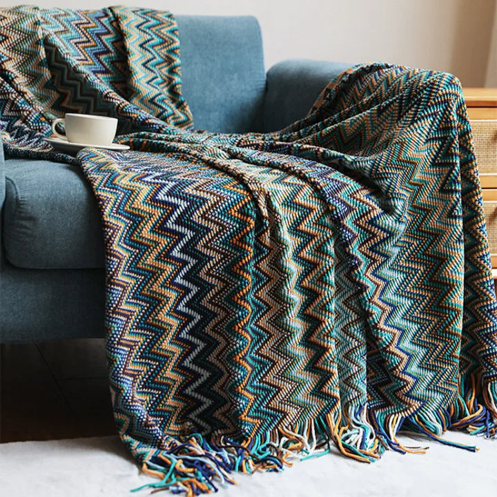Rynx | Textile City Bohemia Style Embroidered Blanket Winter Warm Cozy Pashmina Fringe Throw Hotel Sofa Decoration Bedspread 130x230cm