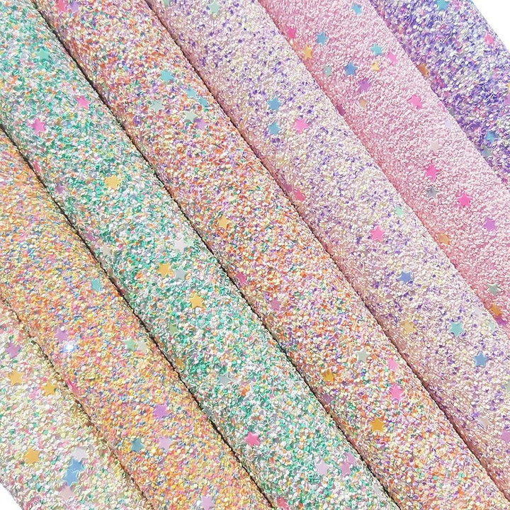Lisslune | Sparkling Chunky Glitter Synthetic Leather Craft Sheets - A4 Size for Stunning DIY Projects