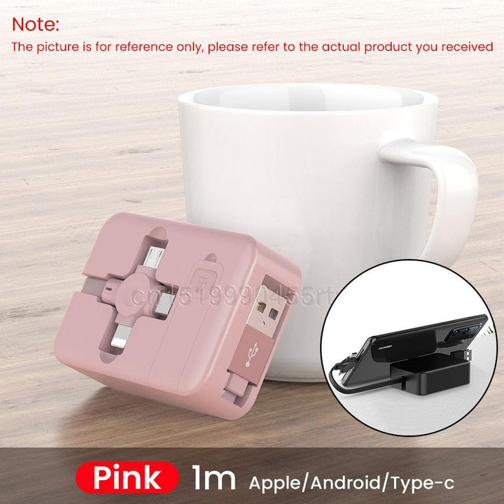Lisslune | Multifunctional 4-in-1 retractable charging cable with integrated phone stand
