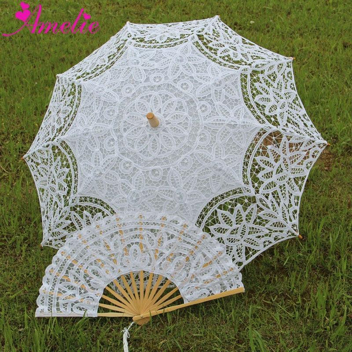 Lisslune | Victorian Elegance Bottle Umbrella and Fan Set: Handmade Timeless Beauty
