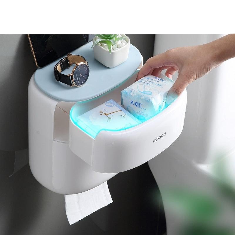 Lisslune | Modern Wall Mounted Bathroom Organizer with Toilet Paper Holder