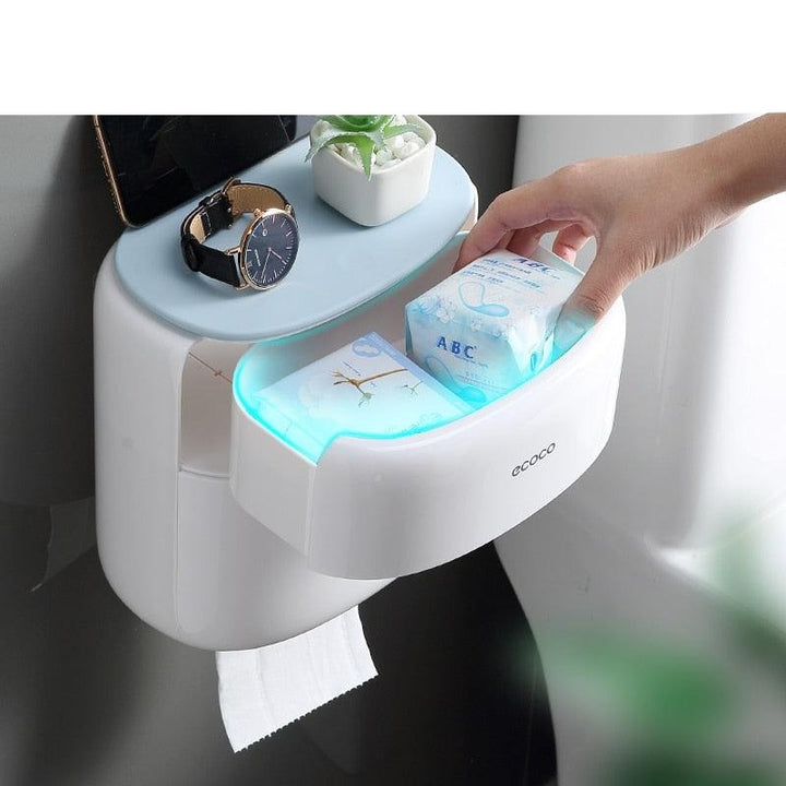 Lisslune | Modern Wall Mounted Bathroom Organizer with Toilet Paper Holder