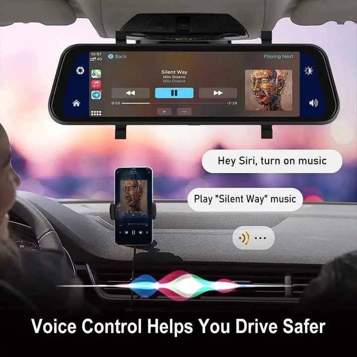 Lisslune | VisionMirror Pro – Ultra HD Mirror Dash Cam with Wireless CarPlay & Android Auto