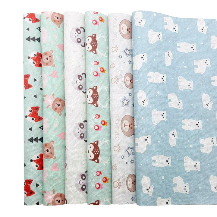 Lisslune | Chic Synthetic Leather Leaves with Luxurious Cartoon Bow Prints for Stylish DIY Creations