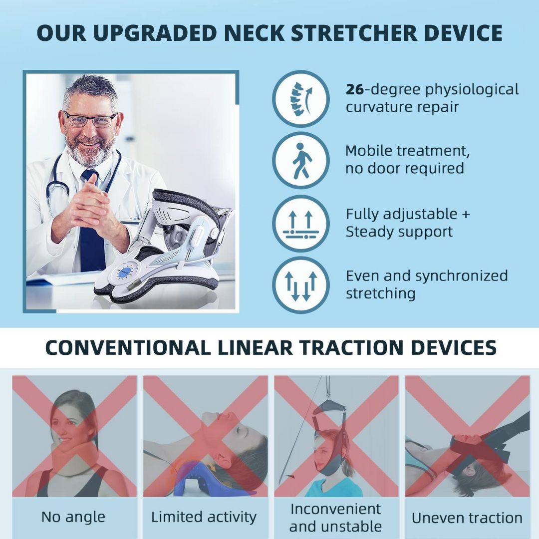 Lisslune | Neck Stretcher for Pain Relief - Adjustable Cervical Traction Device Ideal for Neck Tension and Discomfort