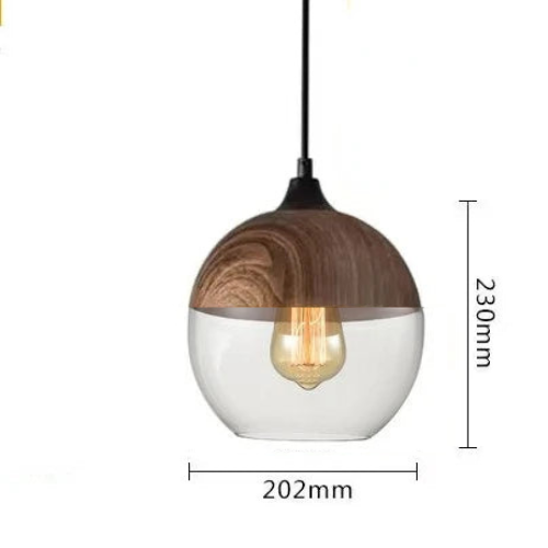 Lisslune | EternaGlow Pendant Light made of Glass and Wood | Elegant Design for Your Home