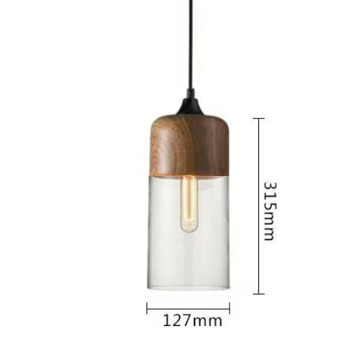 Lisslune | EternaGlow Pendant Light made of Glass and Wood | Elegant Design for Your Home