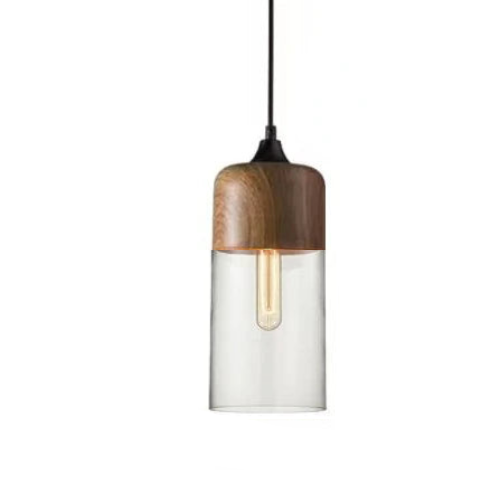 Lisslune | Hand-Blown Glass & Wood Pendant Light Adjustable