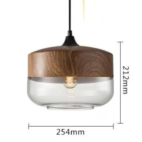 Lisslune | EternaGlow Pendant Light made of Glass and Wood | Elegant Design for Your Home