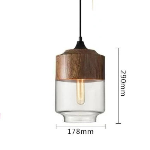 Lisslune | EternaGlow Pendant Light made of Glass and Wood | Elegant Design for Your Home
