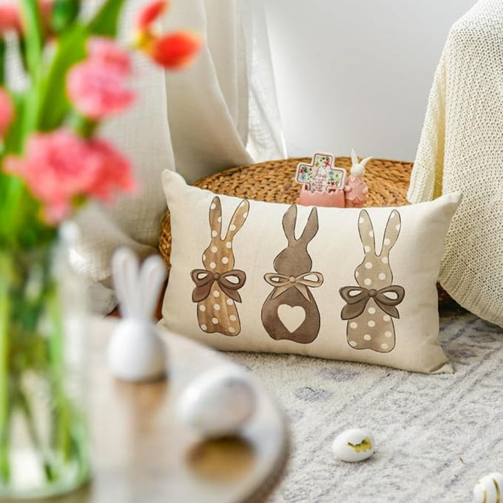 Lisslune | Hemp Three Bunny Cushion Cover