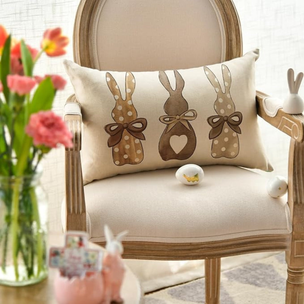 Lisslune | Hemp Three Bunny Cushion Cover