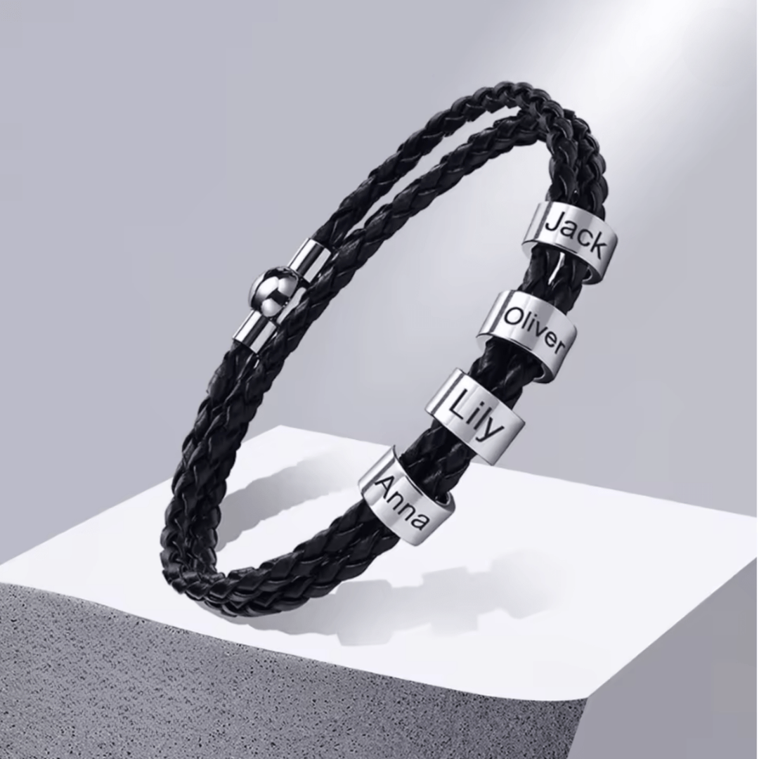 Lisslune | Men's braided bracelet with personalized name beads