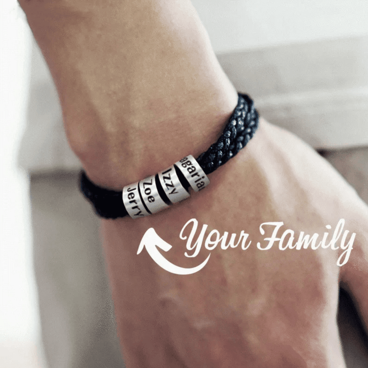 Lisslune | Men's braided bracelet with personalized name beads