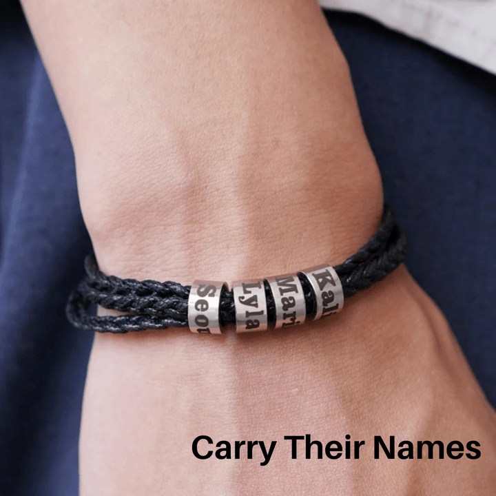 Lisslune | Men's braided bracelet with personalized name beads