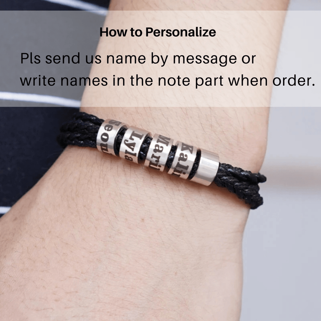 Lisslune | Men's braided bracelet with personalized name beads