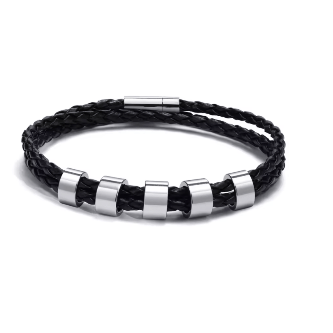 Lisslune | Men's braided bracelet with personalized name beads
