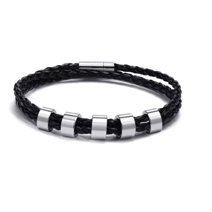 Lisslune | Men's braided bracelet with personalized name beads