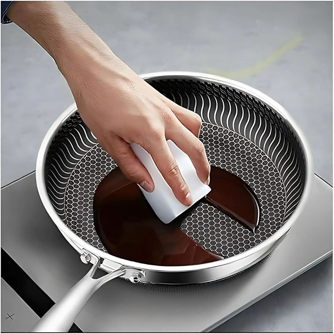 Lisslune | Stainless Steel Pan with Non-Stick & Hexa-Design