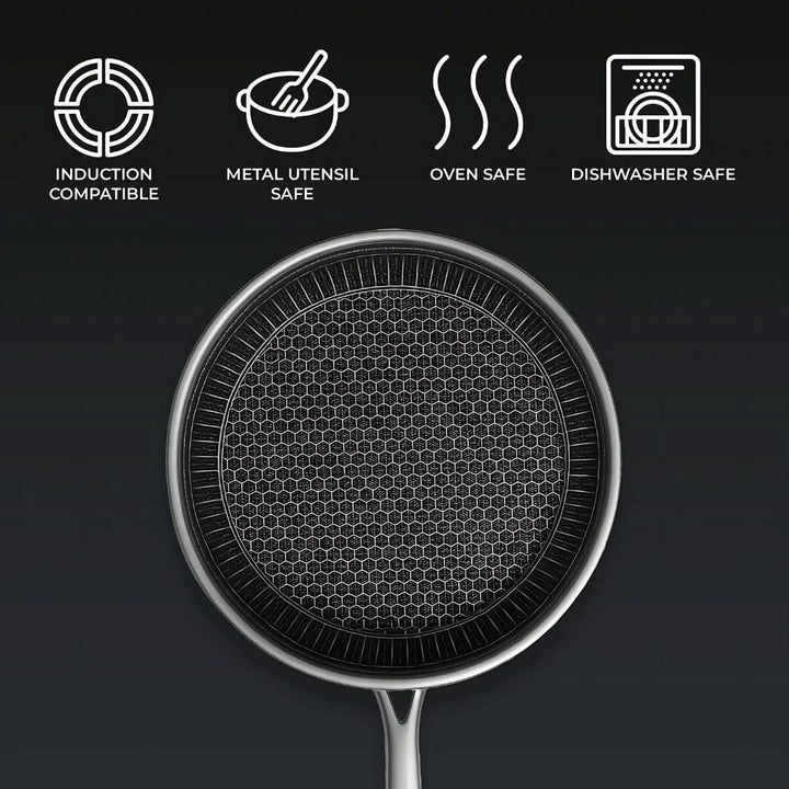 Lisslune | Stainless Steel Pan with Non-Stick & Hexa-Design