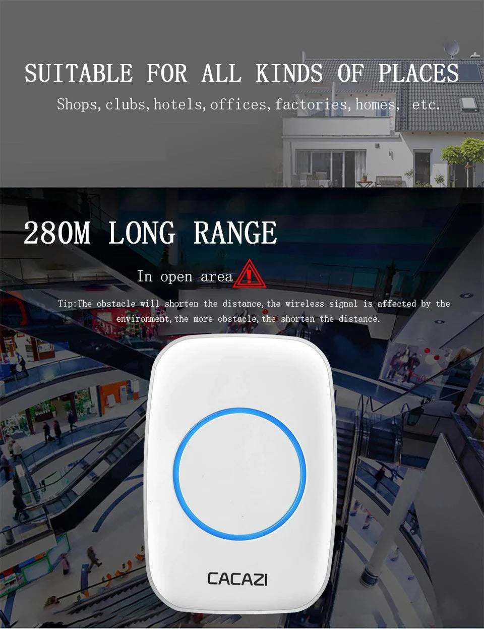 Lisslune | Advanced Customizable Wireless Motion Sensor Doorbell with Extensive Detection Capability