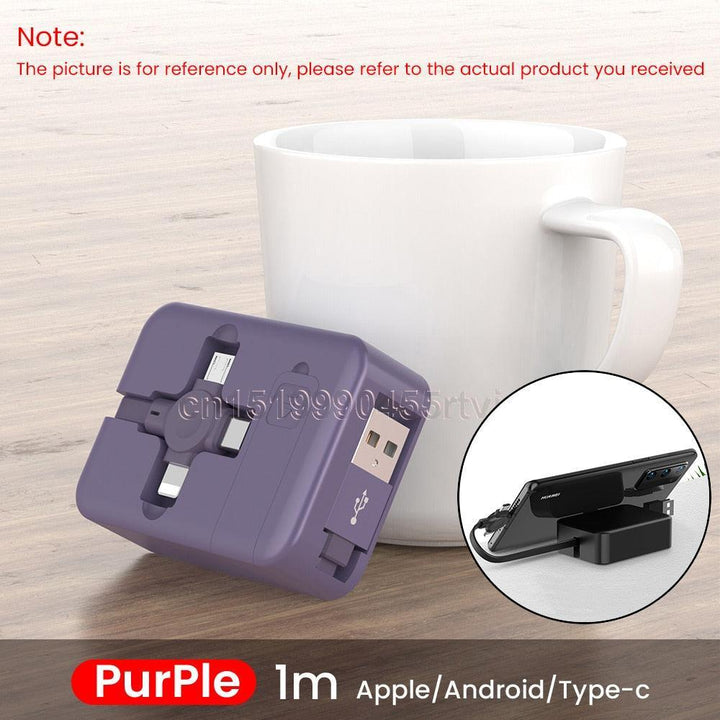 Lisslune | Multifunctional 4-in-1 retractable charging cable with integrated phone stand